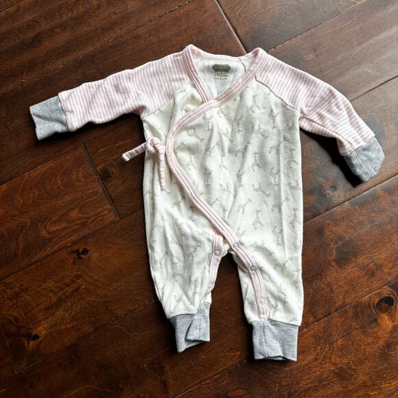 Mud Pie Girls 0-3 Month Romper Outfit Sleeper Pink Giraffes - Picture 1 of 6